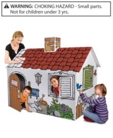 Discovery Kids puts the creativity back in playtime! Kids can draw, paint and personalize their very own imaginary home with this easy-to-assemble Color Me cardboard house, made from sturdy recyclable cardboard. Discovery Kids puts the creativity back in playtime! Kids can draw, paint and personalize their very own imaginary home with this easy-to-assemble Color Me cardboard house, made from sturdy recyclable cardboard.