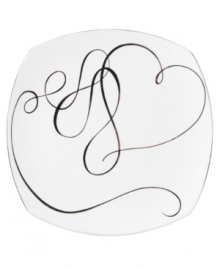 Sweet yet sophisticated, a loopy heart design sweeps across the Love Story square platter from Mikasa. Complete with a sparkling platinum rim, this romantic ribbon pattern captivates everyone at your dinner table. Sweet yet sophisticated, a loopy heart design sweeps across the Love Story square platter from Mikasa. Complete with a sparkling platinum rim, this romantic ribbon pattern captivates everyone at your dinner table.