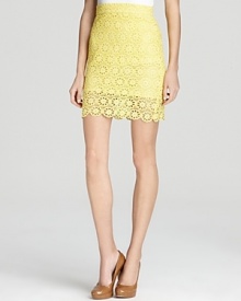 Ladylike lace and a juicy hue meet for your lovely luncheon look--a French Connection skirt cut in a pencil silhouette with floral detail. Accented by a '50s-inspired blouse and sleek sandals, this vintage-inspired ensemble has you dressed for the ages. Ladylike lace and a juicy hue meet for your lovely luncheon look--a French Connection skirt cut in a pencil silhouette with floral detail. Accented by a '50s-inspired blouse and sleek sandals, this vintage-inspired ensemble has you dressed for the ages.