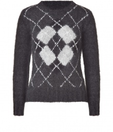 The traditional argyle sweater gets a high style kick with this updated feminine take from Ermanno Scervino - Crew neck, long sleeves, argyle-inspired print, ribbed cuffs and hem, slim fit - Style with jeans, a pencil skirt, or slim trousers The traditional argyle sweater gets a high style kick with this updated feminine take from Ermanno Scervino - Crew neck, long sleeves, argyle-inspired print, ribbed cuffs and hem, slim fit - Style with jeans, a pencil skirt, or slim trousers