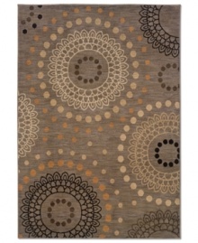 Dream weaver. The Pinwheel area rug from Sphinx incorporates a soothing, earthy palette with a few pops of sweet color all in a mesmerizing and detailed design. Woven of durable, long nylon fibers that also offer a soft hand, it serves to enliven any space with beautiful movement. Dream weaver. The Pinwheel area rug from Sphinx incorporates a soothing, earthy palette with a few pops of sweet color all in a mesmerizing and detailed design. Woven of durable, long nylon fibers that also offer a soft hand, it serves to enliven any space with beautiful movement.