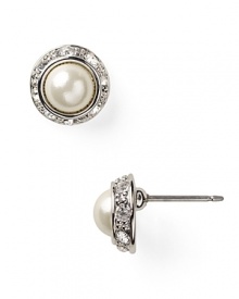 Ease into evening with Lauren by Ralph Lauren's delicate pearl studs. With a crystal rim, these earrings add a sparkly touch to your favorite cocktail dress and heels.