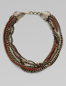 Dazzling stones add interest to this multi-row chain link design. Glass stonesBrassLength, about 17Hook closureImported Dazzling stones add interest to this multi-row chain link design. Glass stonesBrassLength, about 17Hook closureImported