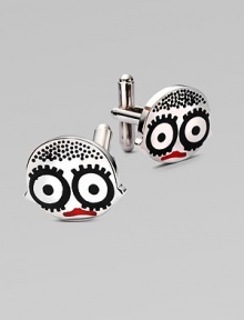 A mens' wardrobing essential gets fun and energetic in these enamel coated logo cuff links.About ½ diamBrass/enamelImported A mens' wardrobing essential gets fun and energetic in these enamel coated logo cuff links.About ½ diamBrass/enamelImported