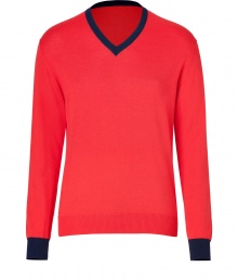 Both bright and contemporary with its nautical hues, Etros V-neck pullover is as chic as it is versatile - V-neckline, long sleeves, navy trim - Modern slim fit - Wear with tailored trousers and a sleek button-down Both bright and contemporary with its nautical hues, Etros V-neck pullover is as chic as it is versatile - V-neckline, long sleeves, navy trim - Modern slim fit - Wear with tailored trousers and a sleek button-down