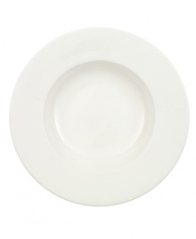 Truly timeless, the graceful Anmut rim soup bowl is crafted in the premium bone china of Villeroy & Boch and finished with a pure white glaze for unparalleled versatility. Truly timeless, the graceful Anmut rim soup bowl is crafted in the premium bone china of Villeroy & Boch and finished with a pure white glaze for unparalleled versatility.