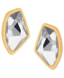 A touch of glass goes a long way. This pair of stud earrings from Robert Lee Morris is crafted from gold-tone mixed metal with geometric stones providing a sparkling display. Approximate drop: 3/4 inch.