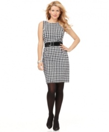 Go graphic in this Elementz dress, featuring a punchy houndstooth pattern in a slim silhouette. A removable elastic belt lends a vintage-inspired touch to this versatile must-have!