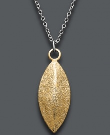 Autumnal appeal. Studio Silver's chic leaf-shaped pendant features a glittery 18k gold over sterling silver pendant strung from a delicate sterling silver chain. Approximate length: 16 inches. Approximate drop: 1 inch.