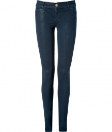 Inject trend-right edge into your casual basics with these super flattering coated jean leggings from cult-favorite denim brand Current/Elliott - Four pocket style, zip fly, button closure, belt loops - Extra form-fitting - Pair with feminine print tops and flats, or for a more casual look with easy knits and slipper-style loafers