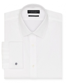 Keep it clean and simple with a classic solid dress shirt for a handsome, traditional look on workdays. Rendered in crisp cotton poplin with French cuffs and a contemporary fit. Keep it clean and simple with a classic solid dress shirt for a handsome, traditional look on workdays. Rendered in crisp cotton poplin with French cuffs and a contemporary fit.