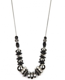 Effortless style that makes accessorizing easy. Match anything with this versatile Nine West necklace that highlights plastic jet and clear beads on a delicate, silver tone mixed metal chain. Approximate length: 18 inches. Effortless style that makes accessorizing easy. Match anything with this versatile Nine West necklace that highlights plastic jet and clear beads on a delicate, silver tone mixed metal chain. Approximate length: 18 inches.