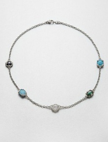From the Ambrosia Collection. Beautifully faceted semi-precious stones set in intricately designed sterling silver on a textured link chain. Corundum, green quartz, turquoise, rock crystal quartz and turquoise doubletSterling silverLength, about 17Lobster clasp closureImported From the Ambrosia Collection. Beautifully faceted semi-precious stones set in intricately designed sterling silver on a textured link chain. Corundum, green quartz, turquoise, rock crystal quartz and turquoise doubletSterling silverLength, about 17Lobster clasp closureImported