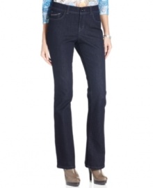 Style&co. Jeans gives this dark bootcut denim a bright boost with shiny studded detail at the pockets.