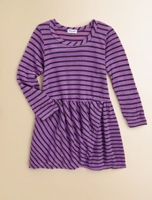 Bold stripes adorn this sweet frock with a wrap-like skirt.ScoopneckLong sleevesPullover styleWrap-like skirt33% supima cotton/33% micro modal/17% polyester/13% cotton/4% rayonMachine washImported Bold stripes adorn this sweet frock with a wrap-like skirt.ScoopneckLong sleevesPullover styleWrap-like skirt33% supima cotton/33% micro modal/17% polyester/13% cotton/4% rayonMachine washImported