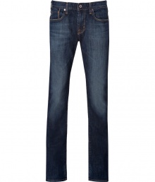 An essential staple in casual dark denim, Adriano Goldschmieds slim fit jeans are a must for casual daytime looks - Soft yet ultra-durable denim, classic five-pocket, zip fly, button closure, belt loops - Slim straight leg - Sleek and versatile, pair with everything from tees and sneakers to button-downs and lace-ups An essential staple in casual dark denim, Adriano Goldschmieds slim fit jeans are a must for casual daytime looks - Soft yet ultra-durable denim, classic five-pocket, zip fly, button closure, belt loops - Slim straight leg - Sleek and versatile, pair with everything from tees and sneakers to button-downs and lace-ups