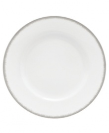 Fresh and cool in crisp white, the Silver Leaf salad plate delivers modern style and iconic craftsmanship. Delicate feathered platinum applied using Wedgwood's signature technique shimmers with whimsy on sleek bone china. Fresh and cool in crisp white, the Silver Leaf salad plate delivers modern style and iconic craftsmanship. Delicate feathered platinum applied using Wedgwood's signature technique shimmers with whimsy on sleek bone china.