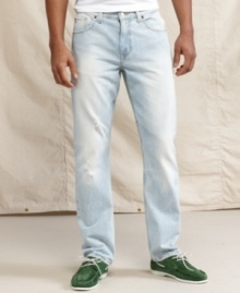 Step into spring with a pair of light-wash jeans from Tommy Hilfiger. Step into spring with a pair of light-wash jeans from Tommy Hilfiger.