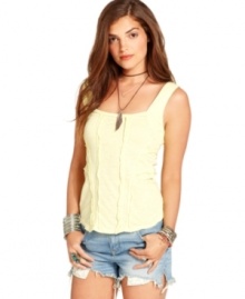 The allover raw-hem trim lends an edge to this Free People tank -- perfect for a casual-chic undone look!