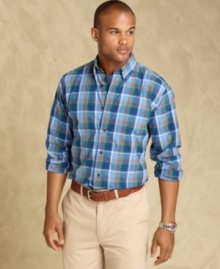 Make your play in plaid this season with this shirt from Tommy Hilfiger.