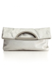 Style&co. gets ahead of the trend with this chic foldover purse featuring semicircle metal handles and a high-drama metallic sheen. Style&co. gets ahead of the trend with this chic foldover purse featuring semicircle metal handles and a high-drama metallic sheen.
