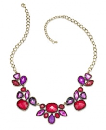 Style&co. makes a flowerful statement with this gold tone mixed metal necklace. Resin stones in shades of red and purple are in full bloom. Approximate length: 18 inches + 3-inch extender. Approximate drop: 6-1/2 inches. Style&co. makes a flowerful statement with this gold tone mixed metal necklace. Resin stones in shades of red and purple are in full bloom. Approximate length: 18 inches + 3-inch extender. Approximate drop: 6-1/2 inches.