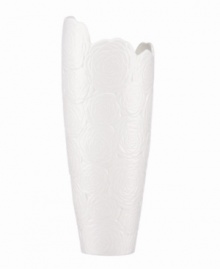 Enhance mini bouquets with the fresh and chic Marchesa Rose bud vase. White bone china sculpted with blooms inspired by the designer's couture gowns infuse a room with modern romance. From Marchesa by Lenox. Enhance mini bouquets with the fresh and chic Marchesa Rose bud vase. White bone china sculpted with blooms inspired by the designer's couture gowns infuse a room with modern romance. From Marchesa by Lenox.