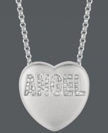 The perfect present for the sweetest girl. Sweethearts' stunning pendant is crafted from sterling silver, and its heart-shaped design features the word ANGEL in round-cut diamonds (1/10 ct. t.w.). Copyright © 2011 New England Confectionery Company. Approximate length: 16 inches + 2-inch extender. Approximate drop: 5/8 inch. The perfect present for the sweetest girl. Sweethearts' stunning pendant is crafted from sterling silver, and its heart-shaped design features the word ANGEL in round-cut diamonds (1/10 ct. t.w.). Copyright © 2011 New England Confectionery Company. Approximate length: 16 inches + 2-inch extender. Approximate drop: 5/8 inch.