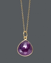 A simple drop of color can make a standout statement. This pretty Studio Silver pendant features an amethyst drop (6-1/2 ct. t.w.) strung from a dainty 18k gold over sterling silver chain. Approximate length: 18 inches. Approximate drop: 3/4 inch.