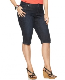 Pair your favorite tanks and tees with Style&co.'s plus size capri jeans, featuring a contoured waist for a flattering fit.