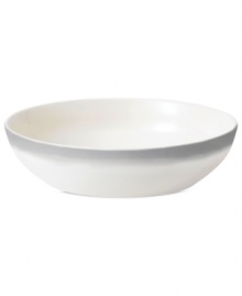 Effortlessly chic, the Simplicity Ombre pasta bowl by Vera Wang Wedgwood features a soft band of gray in casual white porcelain.