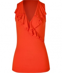 Perfect for adding a dramatic feminine edge to your outfit, Ralph Lauren Blacks ruffled front tank lends a radiant punch to your look - Wrapped V-neckline with ruffle, sleeveless - Long lean fit - Wear with everything from favorite skinnies and ballerinas to blazers, pencil skirts and heels Perfect for adding a dramatic feminine edge to your outfit, Ralph Lauren Blacks ruffled front tank lends a radiant punch to your look - Wrapped V-neckline with ruffle, sleeveless - Long lean fit - Wear with everything from favorite skinnies and ballerinas to blazers, pencil skirts and heels