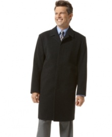 Crafted in an Italian wool blend, this smart and sophisticated overcoat effortlessly complements all the looks in your winter wardrobe. Crafted in an Italian wool blend, this smart and sophisticated overcoat effortlessly complements all the looks in your winter wardrobe.