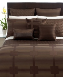 On the grid. A bold appliqué design makes a modern impact on soft velvet for a new look of luxury from Hotel Collection. On the grid. A bold appliqué design makes a modern impact on soft velvet for a new look of luxury from Hotel Collection.