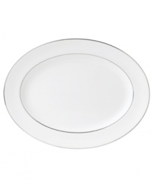 In 18th century England, Josiah Wedgwood, creator of the world famous Wedgwood ceramic ware, established a tradition of outstanding craftsmanship and artistry which continues today. The heirloom-quality Signet Platinum dinnerware pattern is designed for formal entertaining, in pristine white bone china banded with polished platinum. In 18th century England, Josiah Wedgwood, creator of the world famous Wedgwood ceramic ware, established a tradition of outstanding craftsmanship and artistry which continues today. The heirloom-quality Signet Platinum dinnerware pattern is designed for formal entertaining, in pristine white bone china banded with polished platinum.