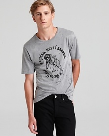 Whether you're knocking around with your pals or just milling about downtown, this tee is sure to fetch a few smiles with its humorous graphic of an angel on crutches. Whether you're knocking around with your pals or just milling about downtown, this tee is sure to fetch a few smiles with its humorous graphic of an angel on crutches.