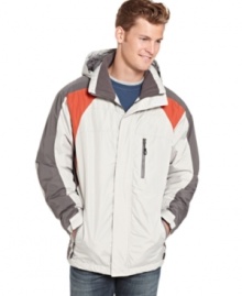 Packed with performance features like heat-generating panels, moisture-wicking fabric and a detachable hood, this mid-weight ski jacket from Weatherproof is the perfect pick for shredding the slopes.