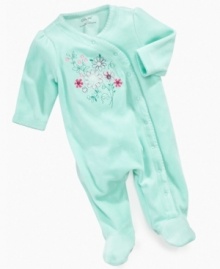This cute footie from Little Me with have her snuggled in softness. This cute footie from Little Me with have her snuggled in softness.