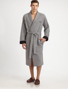 Luxurious loungewear you'll want to keep on long after bathtime, woven in a plush stretch cotton blend.Shawl collarFront patch pocketsInseam, about 2496% cotton/4% elastaneMachine washImported Luxurious loungewear you'll want to keep on long after bathtime, woven in a plush stretch cotton blend.Shawl collarFront patch pocketsInseam, about 2496% cotton/4% elastaneMachine washImported