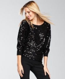 Bring on the sizzle for the holidays with a sequined-knit sweater from INC!