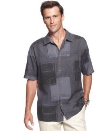 This Tommy Bahama silk shirt is designed to keep you comfortable and get you noticed.