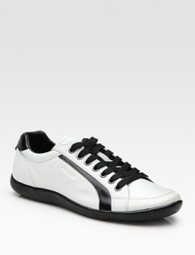 Textured saffiano leather with spazzolato trim and debossed logo detail. Leather lining Padded insole Rubber sole Made in Italy Textured saffiano leather with spazzolato trim and debossed logo detail. Leather lining Padded insole Rubber sole Made in Italy