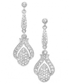 Artful design. Eliot Danori's elegant Bello drop earrings feature intricate patterns of round-cut crystals. Set in silver tone mixed metal. Approximate drop: 1-1/2 inches. Artful design. Eliot Danori's elegant Bello drop earrings feature intricate patterns of round-cut crystals. Set in silver tone mixed metal. Approximate drop: 1-1/2 inches.