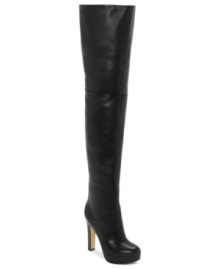 The exceptional length makes the Arza platform boots from Truth or Dare by Madonna so incredibly sexy. With a high heel and inside half zipper, the elegance of this simple, yet seductive style truly stands out.