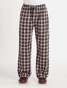 Take a well-deserved breather each and every weekend and pair this comfortable lounge pant set in pure brushed cotton flannel.Elastic waistbandInseam, about 31CottonMachine washImported Take a well-deserved breather each and every weekend and pair this comfortable lounge pant set in pure brushed cotton flannel.Elastic waistbandInseam, about 31CottonMachine washImported