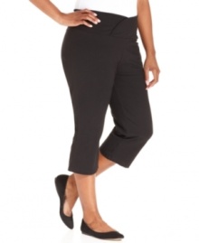 Snag a sleek look with Style&co. Sport's plus size capri pants, enhanced by a tummy control panel.