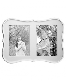 Shiny silver plate flows in graceful curves around the Crown Point double frame, accenting a personal gallery with the modern polish of kate spade new york. Its white mat provides a crisp, clean contrast to any photos. Shiny silver plate flows in graceful curves around the Crown Point double frame, accenting a personal gallery with the modern polish of kate spade new york. Its white mat provides a crisp, clean contrast to any photos.