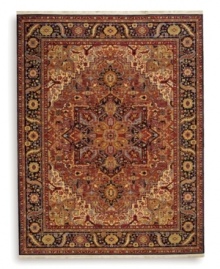 Inspired by a classic Heriz pattern, the Windsor rug from the English Manor Collection captures the attention with a versatile color palette of red, indigo, ivory, yellow, caramel, terra cotta, blue and green. Specially dyed to create a graduated, vintage look. Woven in luxuriously soft New Zealand wool and finished with Karastan's patented Luster-Wash(tm) process for an antique-like finish. Inspired by a classic Heriz pattern, the Windsor rug from the English Manor Collection captures the attention with a versatile color palette of red, indigo, ivory, yellow, caramel, terra cotta, blue and green. Specially dyed to create a graduated, vintage look. Woven in luxuriously soft New Zealand wool and finished with Karastan's patented Luster-Wash(tm) process for an antique-like finish.