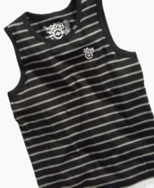 Send him out in stylish stripes with this comfy tank from LRG. Send him out in stylish stripes with this comfy tank from LRG.