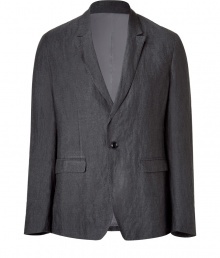 Stylish jacket made from a fine, charcoal grey viscose blend - Typical blazer cut with long, notched lapels and figure-flattering one-button front - Wonderfully comfortable and casual - Modern slim fit (single-breasted), two flap pockets - Stylish version of the classic jacket - A dream piece you can wear casually with a knit shirt and jeans or chic with a dress shirt and light trousers Stylish jacket made from a fine, charcoal grey viscose blend - Typical blazer cut with long, notched lapels and figure-flattering one-button front - Wonderfully comfortable and casual - Modern slim fit (single-breasted), two flap pockets - Stylish version of the classic jacket - A dream piece you can wear casually with a knit shirt and jeans or chic with a dress shirt and light trousers